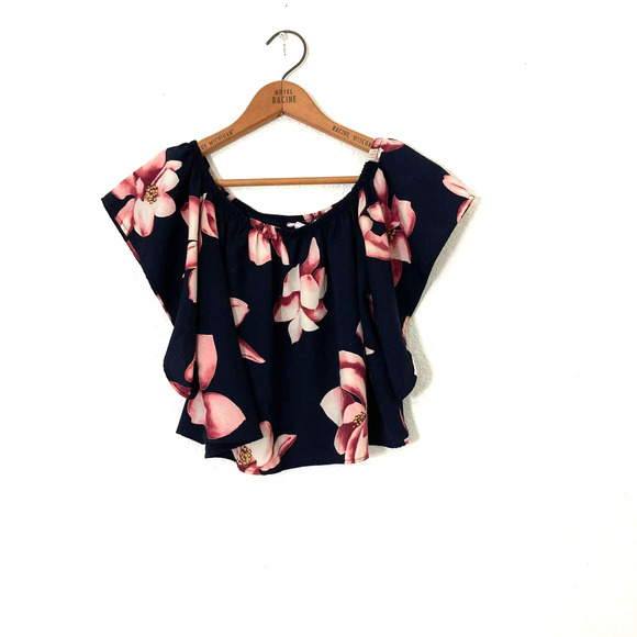 A'Gaci Navy & Pink FLORAL Top - Picture 3 of 3